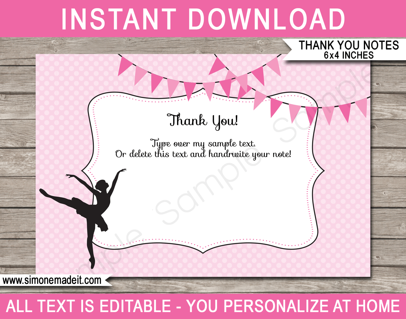 Ballerina Party Thank You Cards Template intended for Free Printable Event Thank You Cards