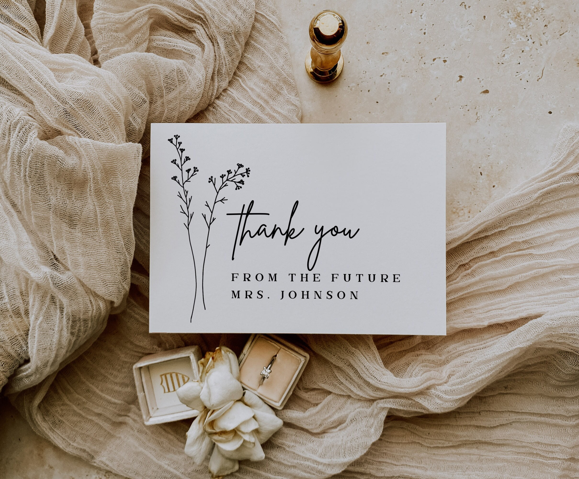 Bridal Shower Thank You Card Template Printable Modern Minimalist pertaining to Thank You Cards Bridal Shower Printable