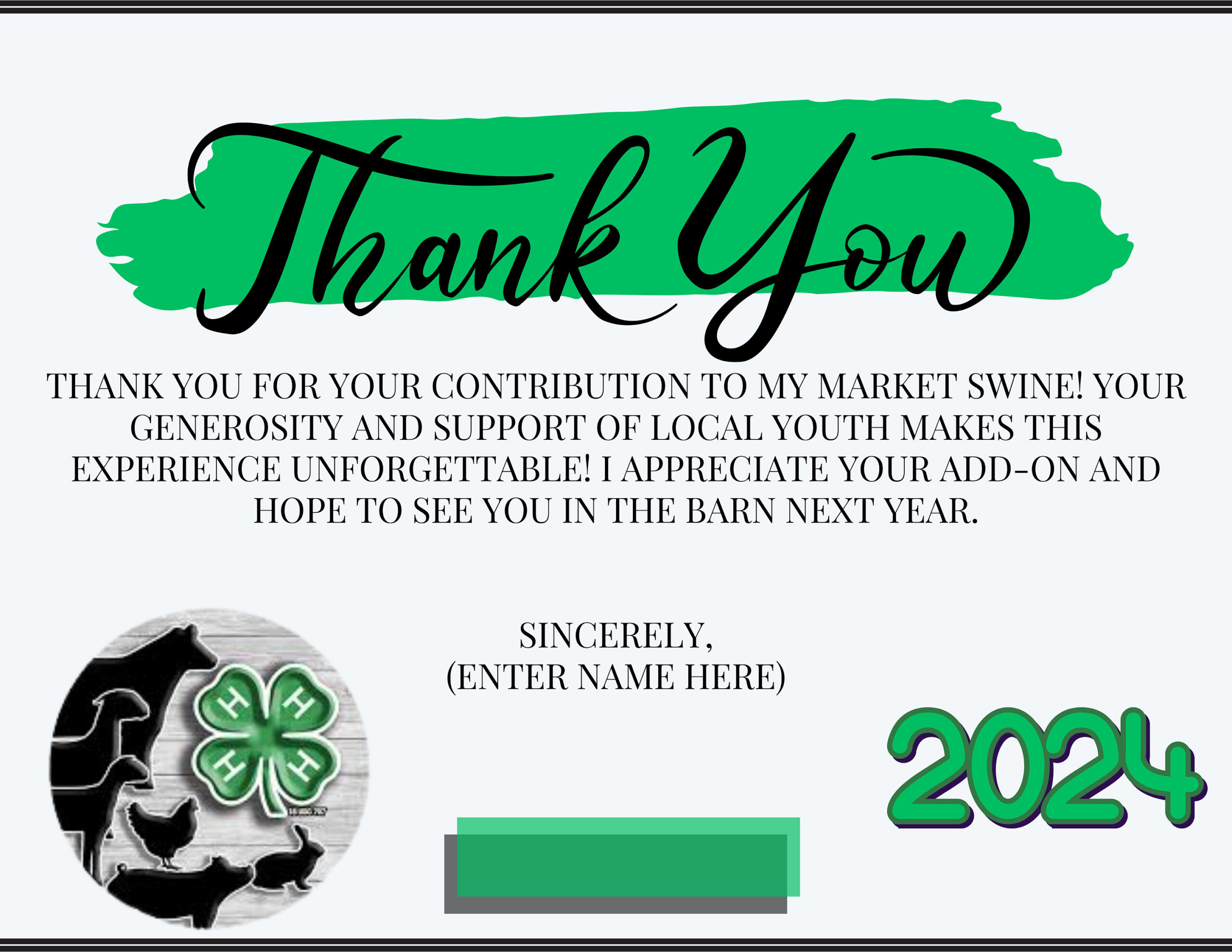 Canva Digital Template: 4-H Add-On Thank You Cards (Editable intended for 4h Thank You Cards Printable