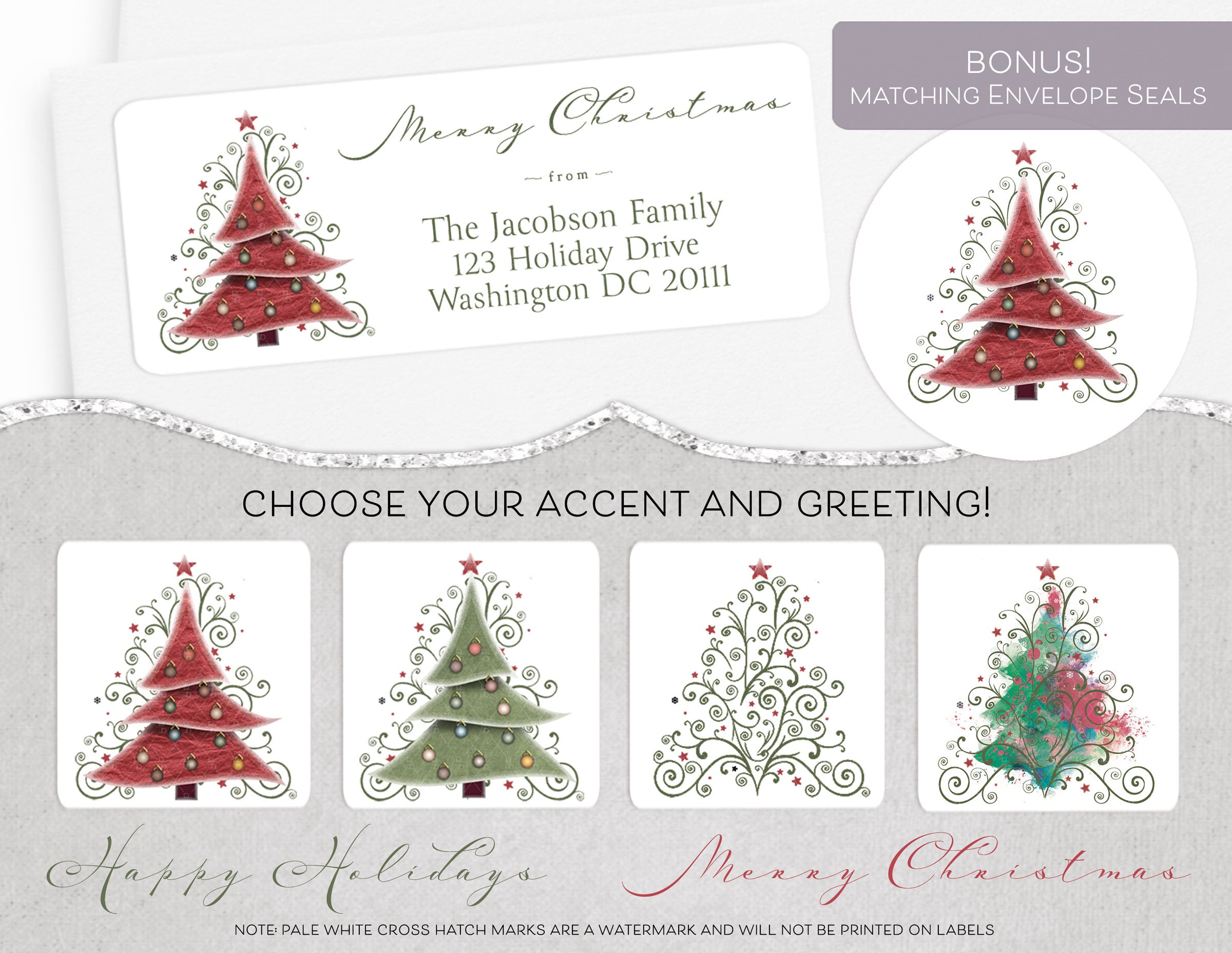 Christmas Address Label, Holiday Address Label, Unique Round pertaining to Printable Christmas Card Address Labels