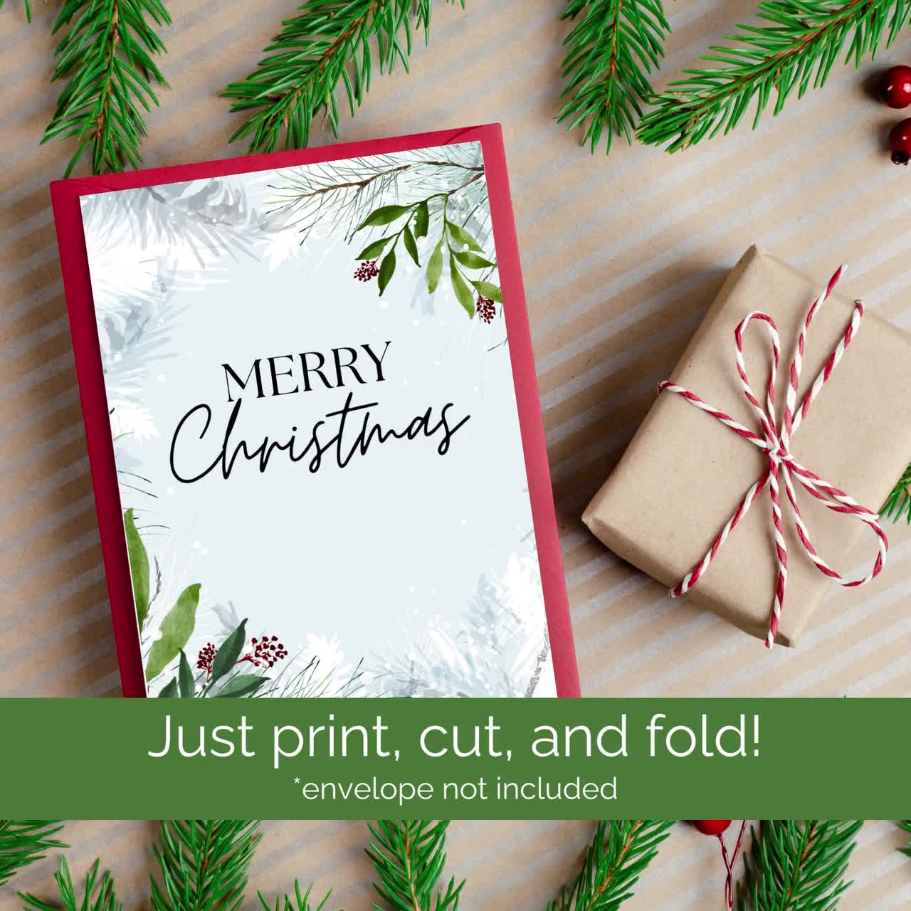 Christmas Card Digital Download, Holiday Card, Printable Christmas Card,  Merry Christmas, 5X7 Card pertaining to Printable Christmas Card Etsy