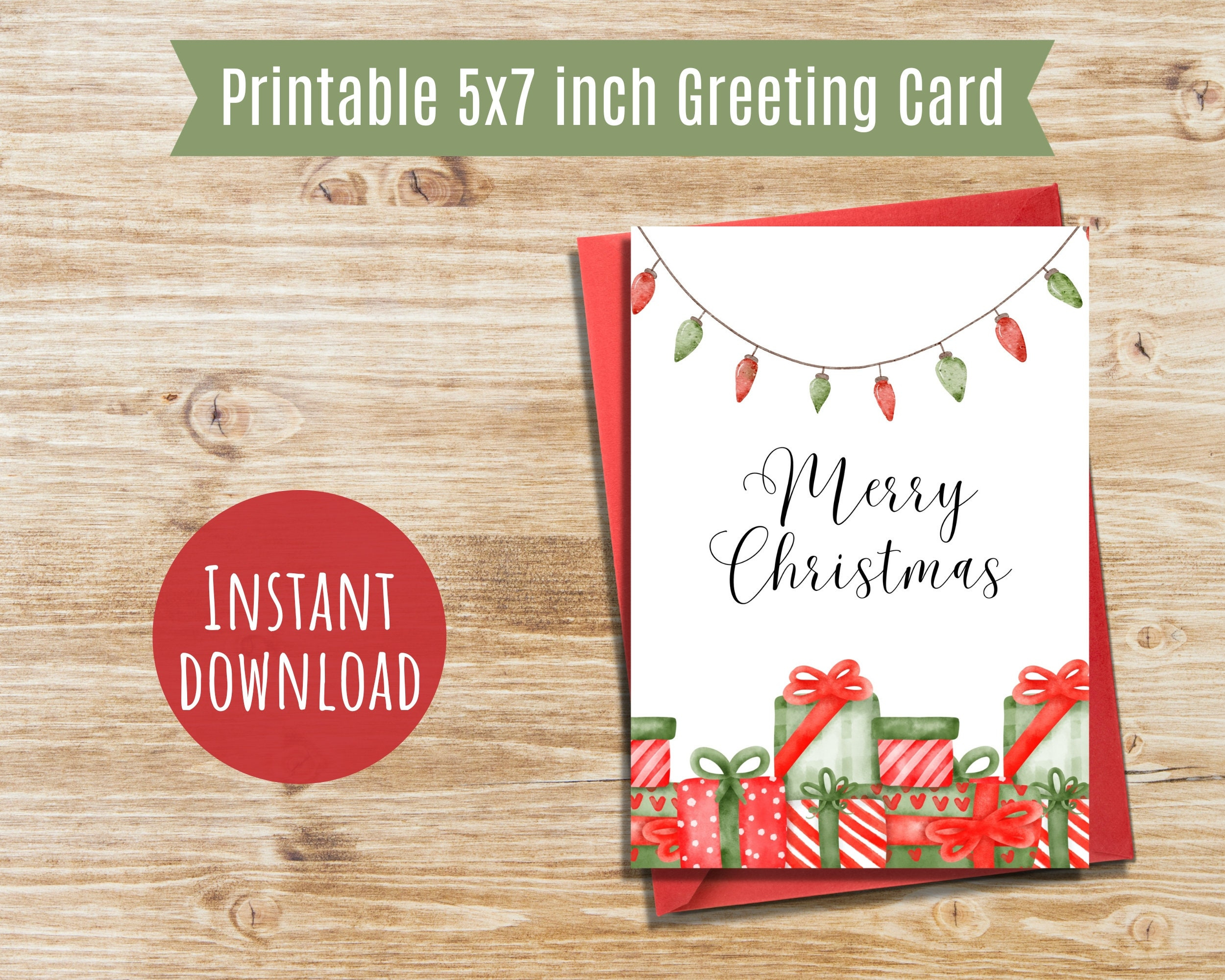 Christmas Card Printable Merry Christmas Greeting Card For regarding Christmas Card Paper Printable 5x7