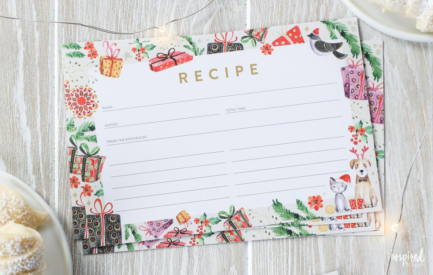 Christmas Recipe Card Printable - Holiday Recipe Card Download intended for Printable Christmas Card Stock For Recipes