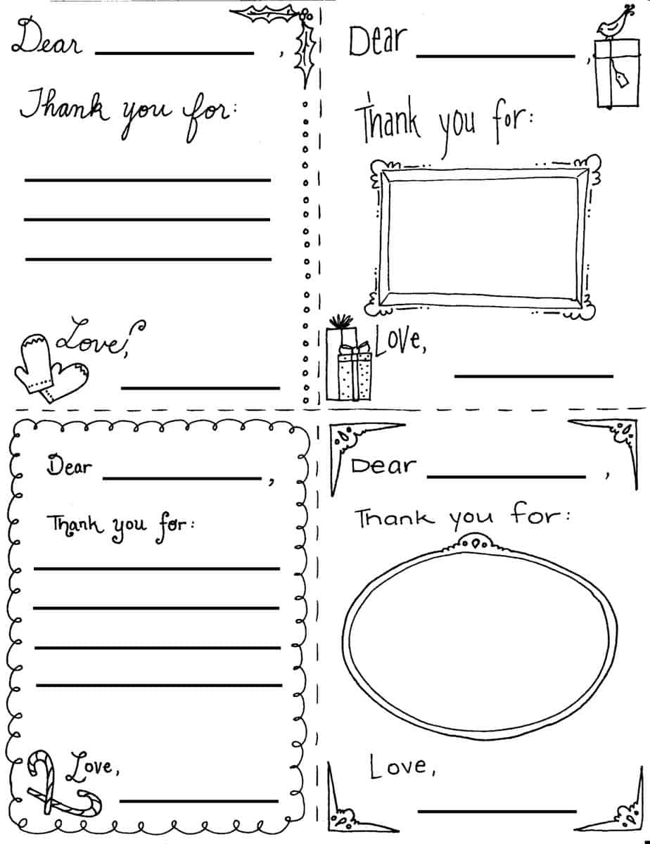Christmas &amp;quot;Thank You Cards&amp;quot; Coloring Page intended for Blank Thank You Cards Printable For Kids