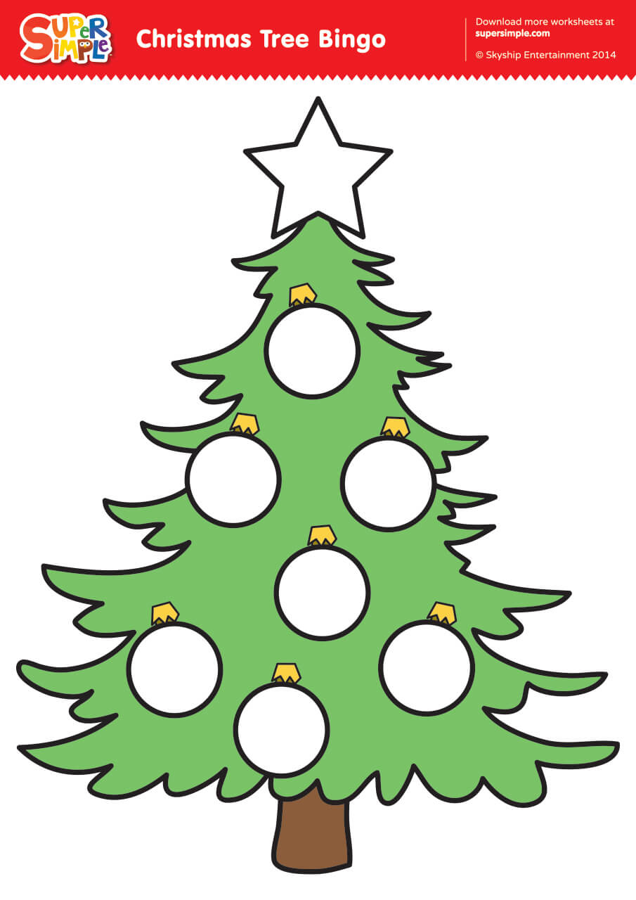 Christmas Tree Bingo - Super Simple within Christmas Tree Printable