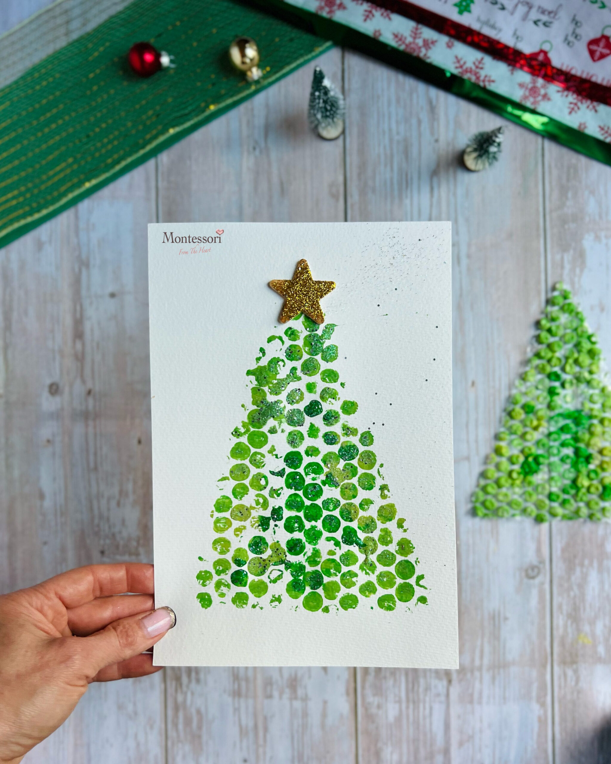 Christmas Tree Bubble Wrap Print Craft For Kids | Montessori From for Printable Christmas Card Craft