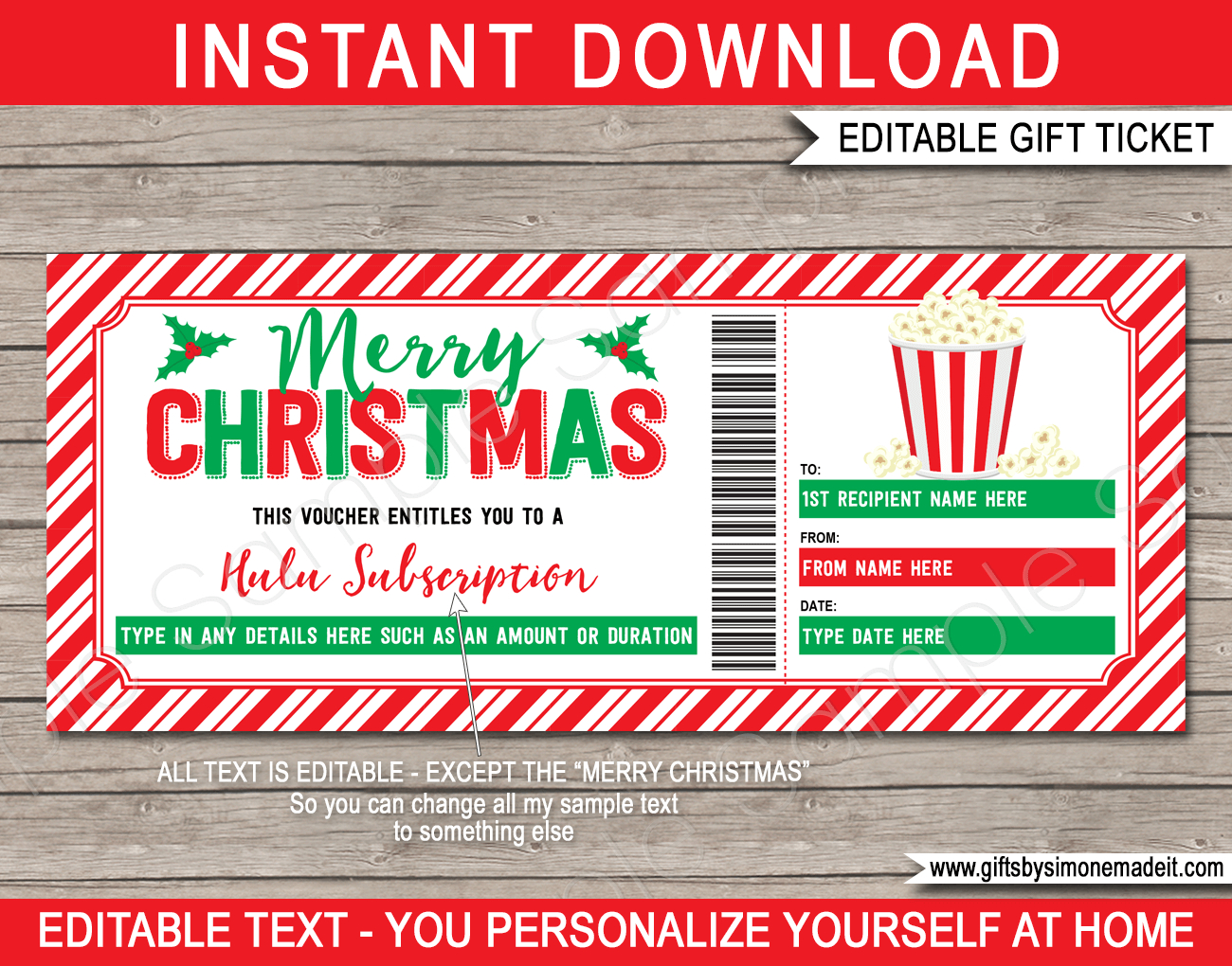 Christmas Tv Streaming Subscription Voucher | Netflix, Disney intended for Amazon Gift Card Printable At Home Christmas