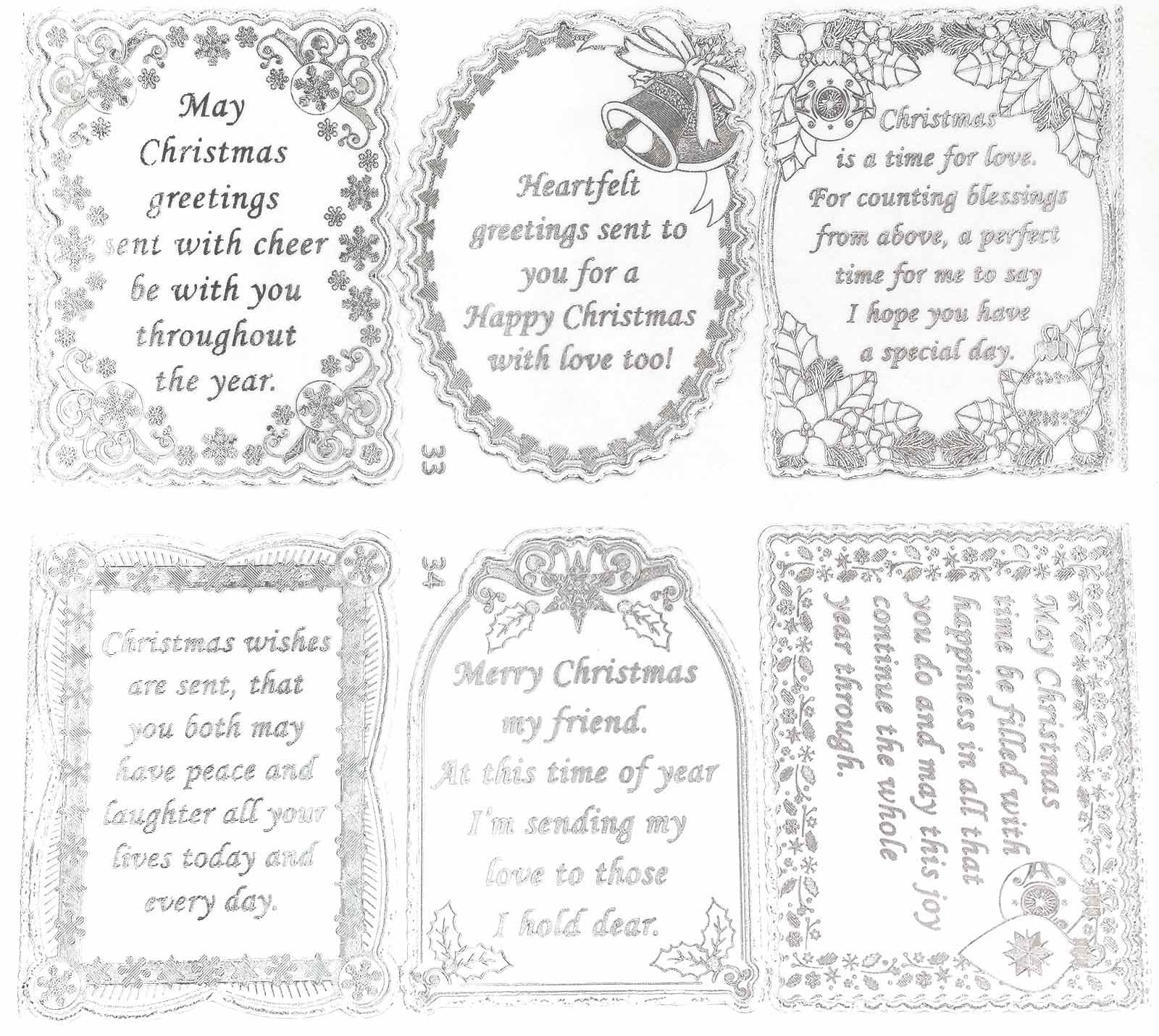 Christmas Verses Transparent Silver Double Embossed Peel Off inside Free Printable Christmas Card Sentiments
