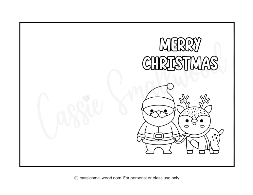 Cute Christmas Cards To Color - Cassie Smallwood pertaining to Printable Christmas Card Colour