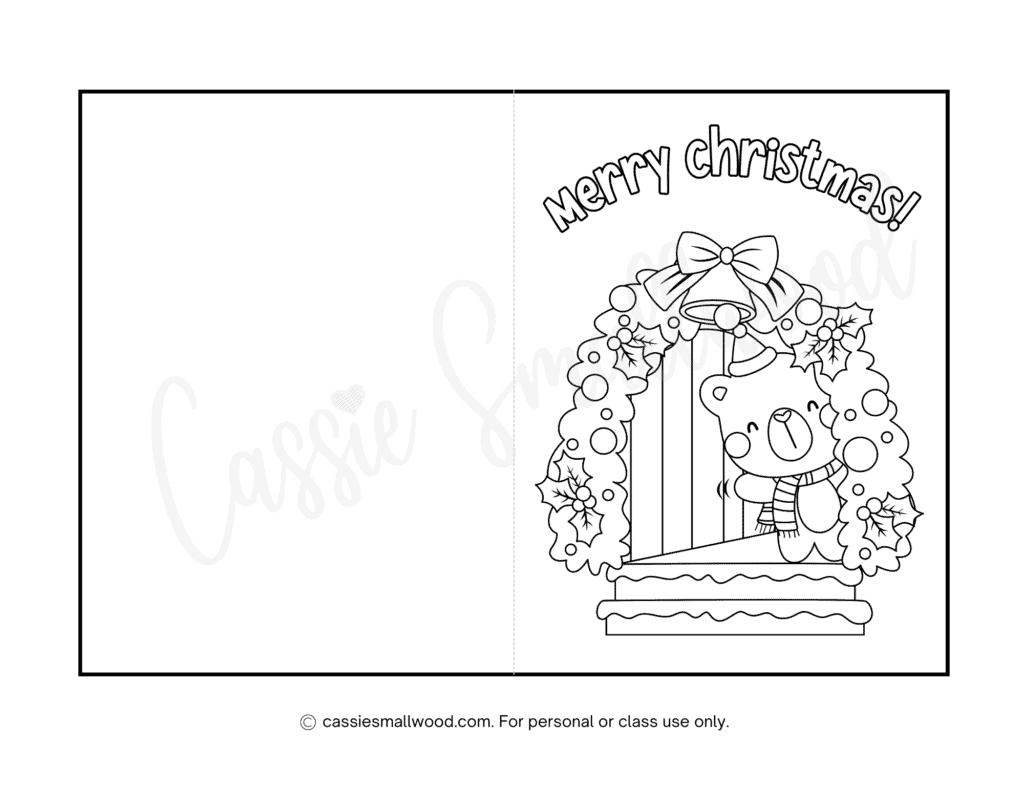 Cute Christmas Cards To Color - Cassie Smallwood throughout Printable Christmas Card to Colour