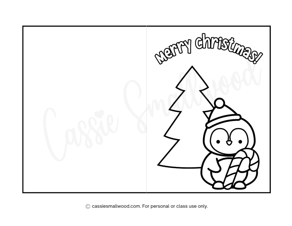Cute Christmas Cards To Color - Cassie Smallwood within Free Printable Christmas Card Coloring Pages