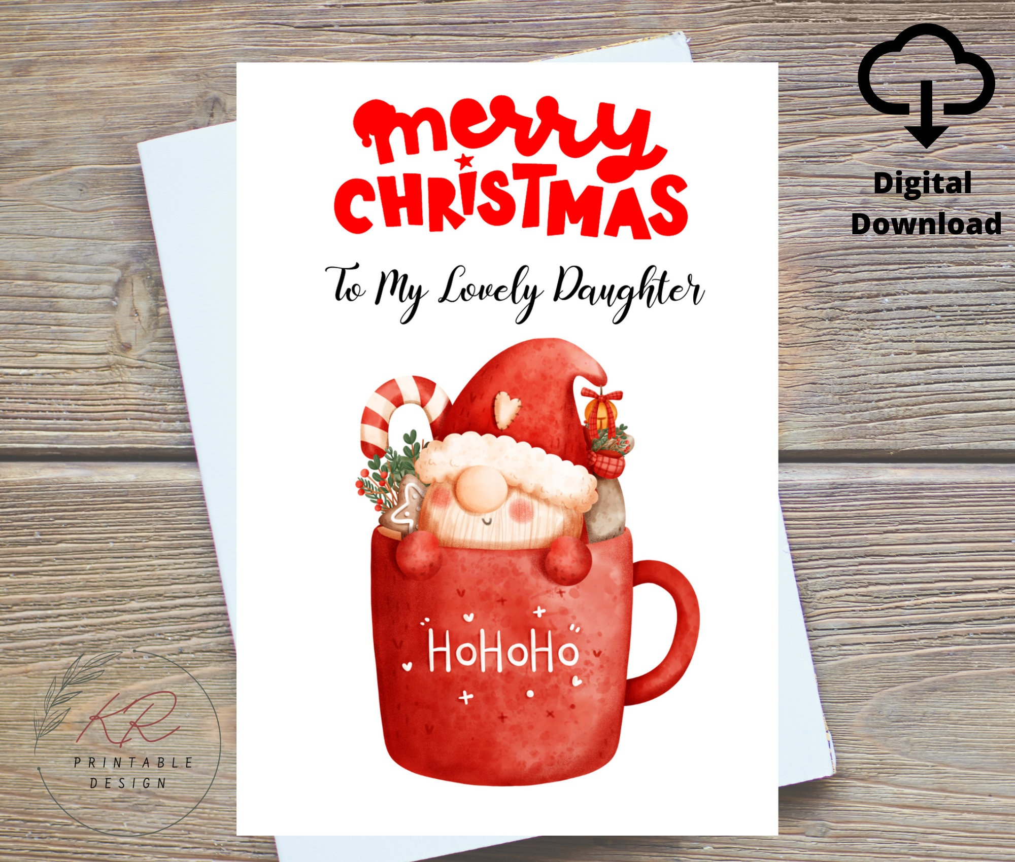 Daughter Christmas Card Digital, Christmas Card For Daughter, Cute Daughter  Christmas Card, Daughter Christmas Card, Digital Christmas Card pertaining to Printable Christmas Card For Daughter