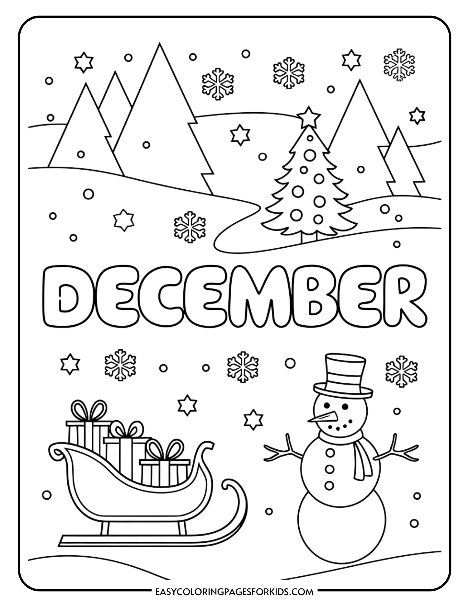 December Coloring Pages For Kids (7 Free Printable Pages) - Easy with Christmas Printables
