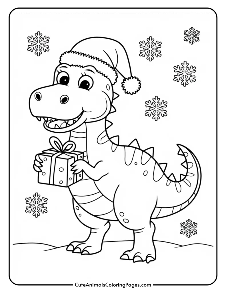 Dinosaur Christmas Coloring Pages (8 Free Printables) - Cute inside Free Christmas Printable Coloring Pages