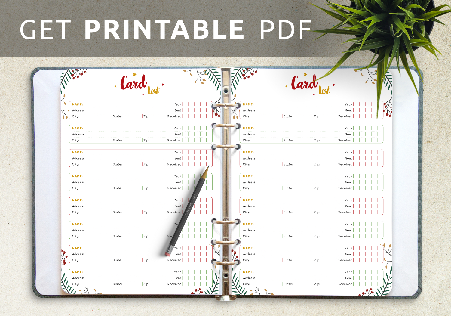 Download Printable Christmas Style - Card List Pdf in Free Printable Christmas Card Address List Template