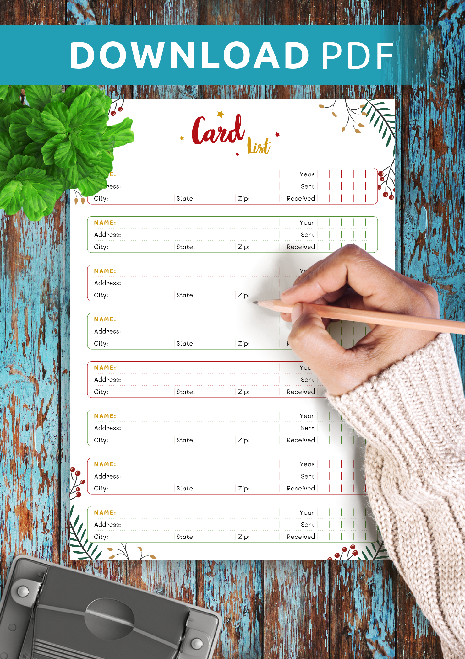 Download Printable Christmas Style - Card List Pdf with regard to Printable Christmas Card List Template