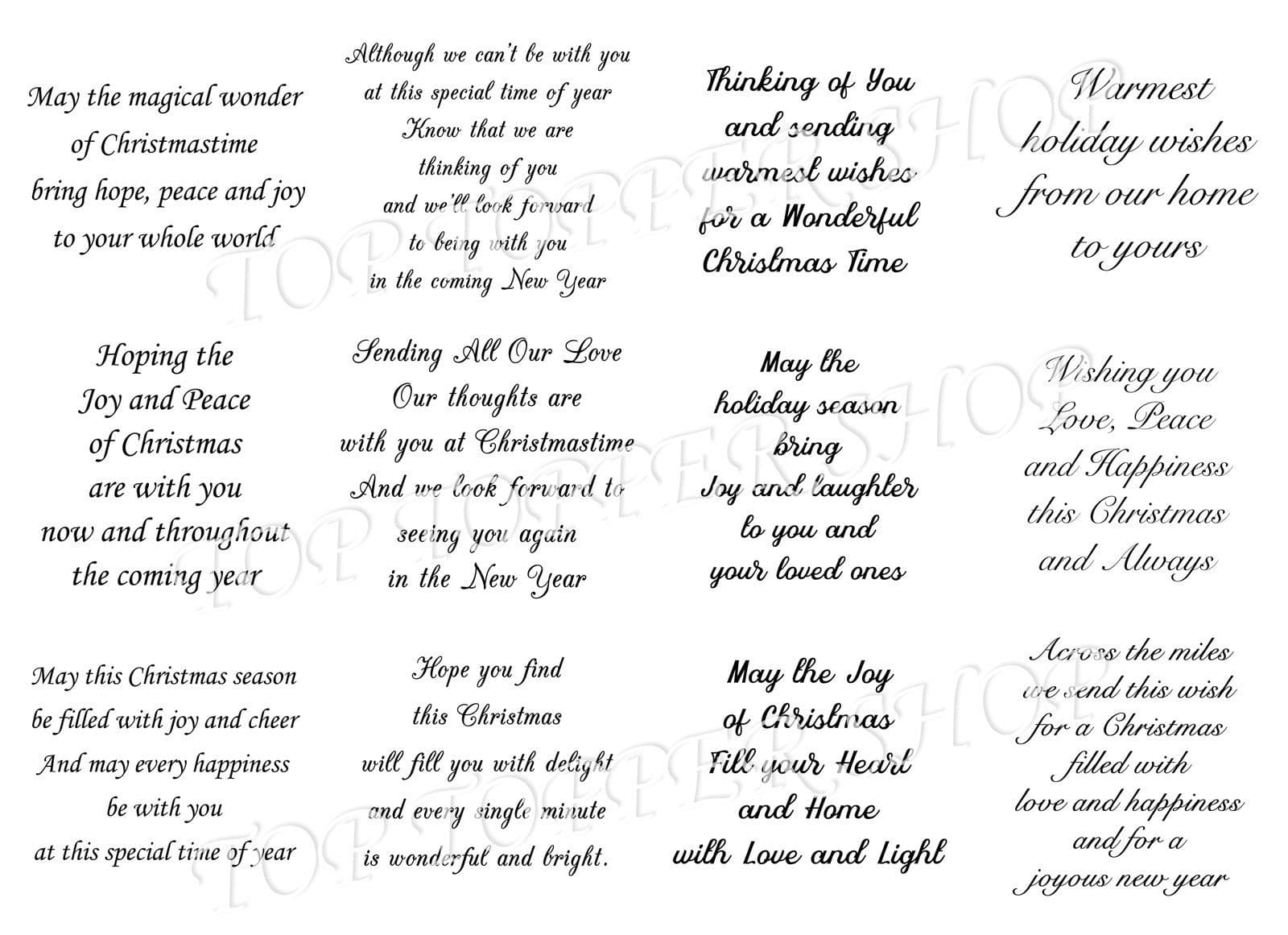 Easy Peel Off Transparent Stickers Christmas Verses Choose Colour &amp;amp; Finish  C2 - Transparent Clear Gloss Stickers, Black pertaining to Printable Christmas Card Verses For Handmade Cards