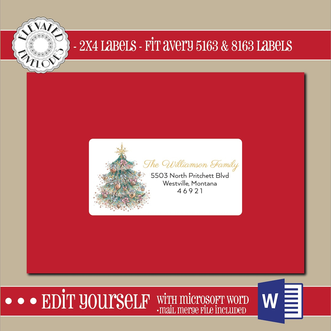 Editable Christmas Address Label Template,2X4 Address Label inside Printable Christmas Card Address Labels