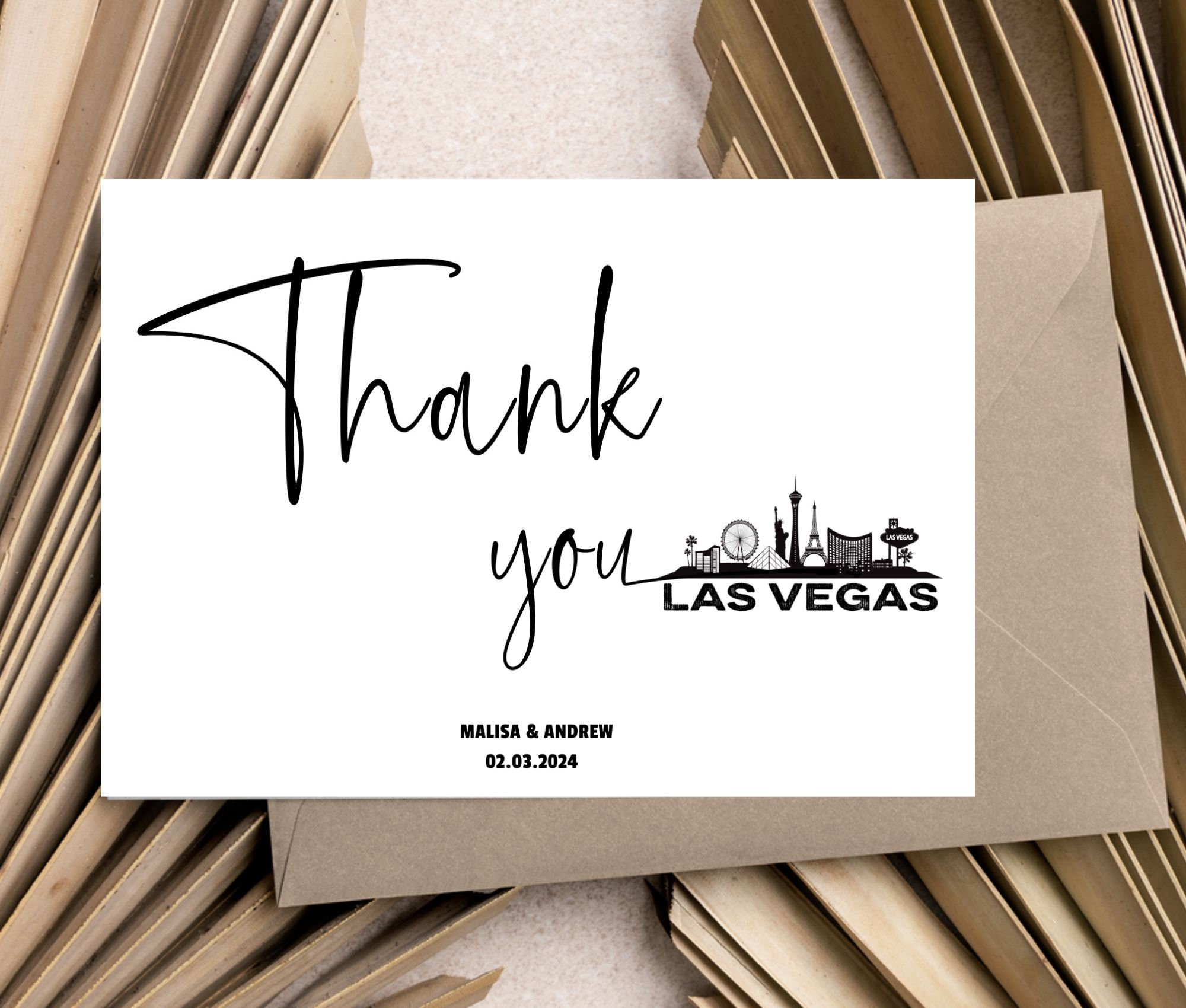 Editable Las Vegas Skyline Thank You Card|Vegas Destination throughout Las Vegas Thank You Cards Printable