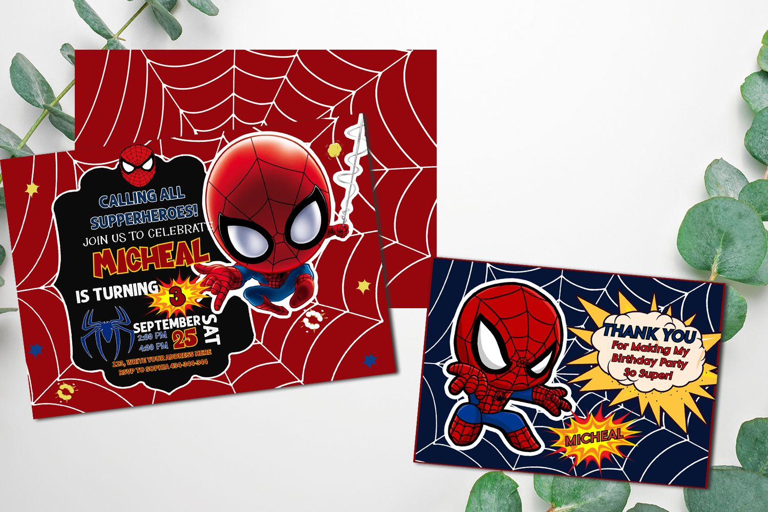Editable Spiderman Chibi Invitation And Free Thank You Card Diy intended for Spiderman Thank You Cards Printable Free