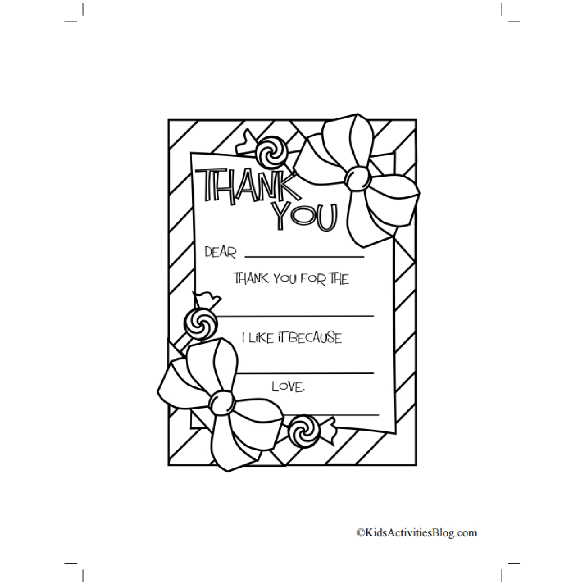 Fill-In-The-Blank Christmas Thank You Cards For Kids Printable with Kids Thank You Cards Printable