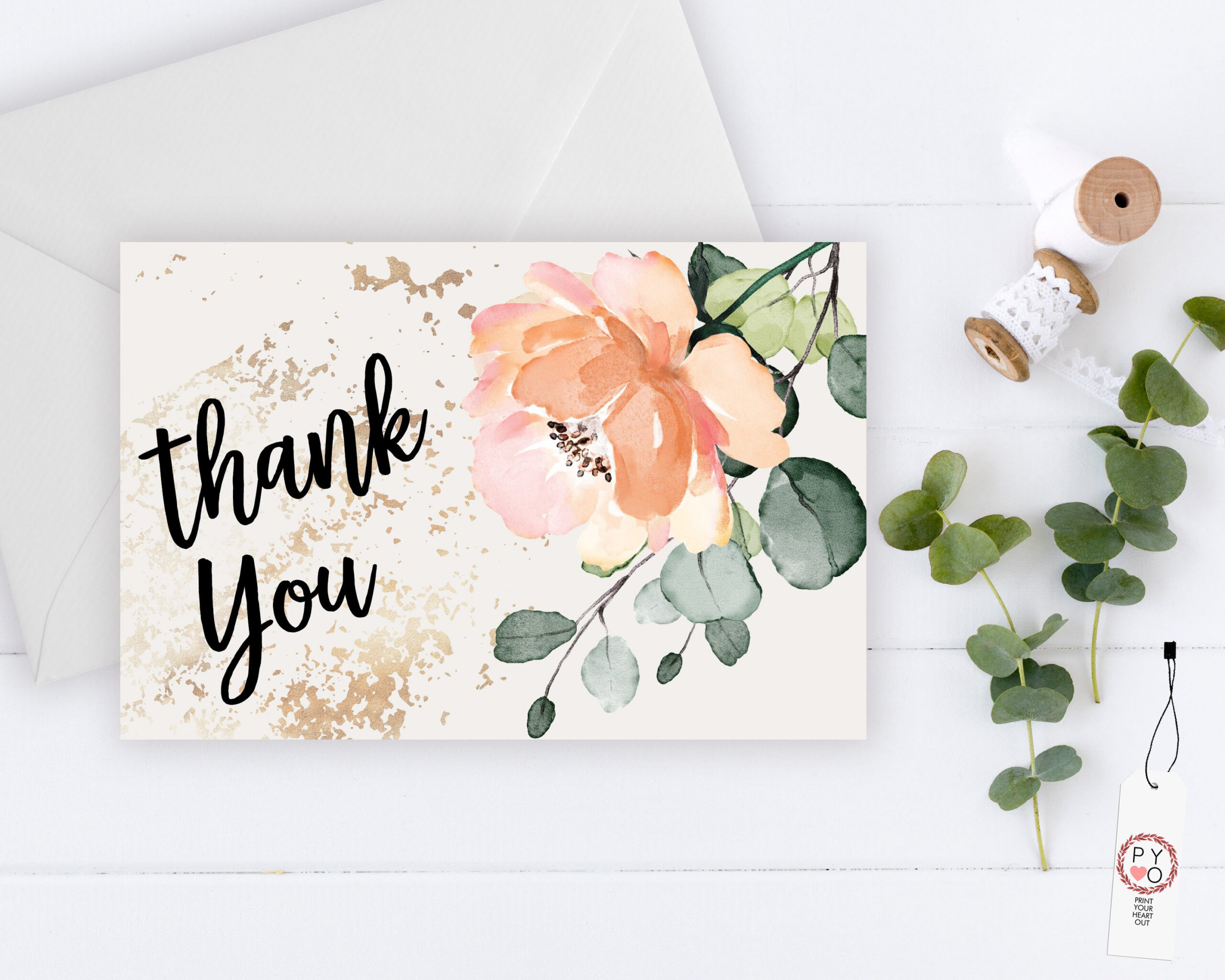 Floral Thank You Card: Printable 4X6 Postcard (Pdf &amp;amp; Jpeg) with regard to Printable 4X6 Thank You Cards