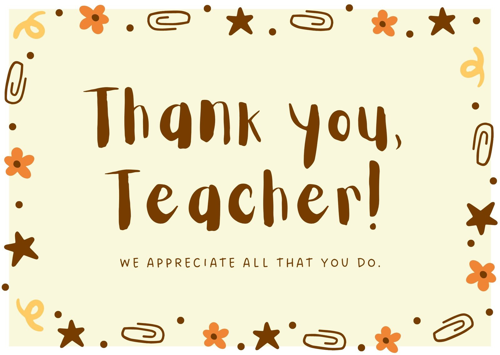 Free Custom Printable Teacher Thank You Card Templates | Canva pertaining to Teacher Thank You Cards Printable