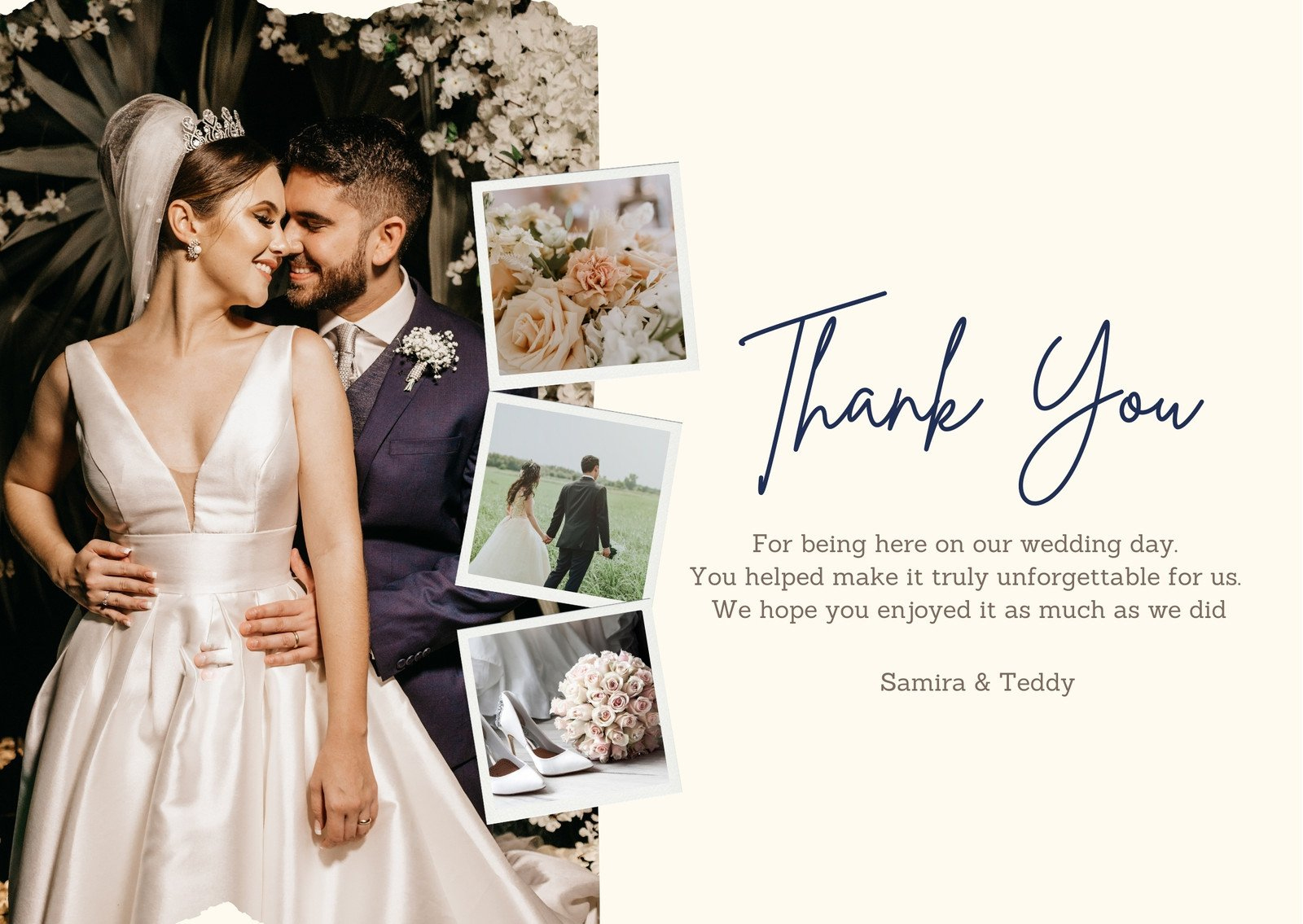 Free Custom Printable Wedding Thank You Card Templates | Canva intended for Printable Thank You Cards Free For Wedding