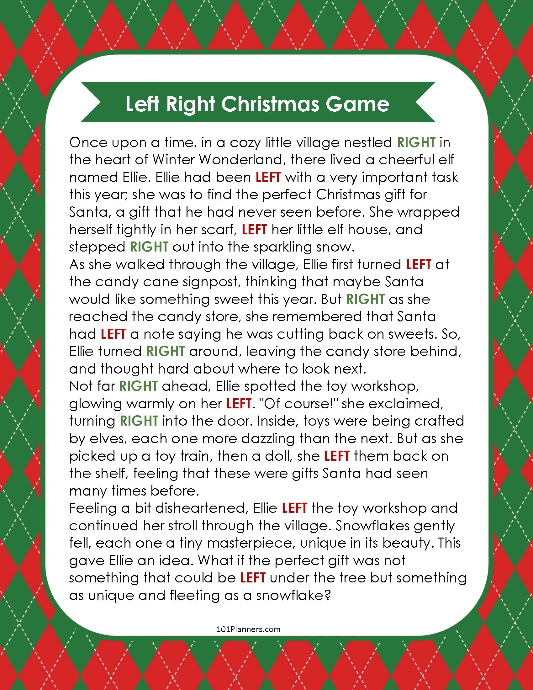Free Left Right Christmas Game | Ai Personalized Story Creator throughout Short Left Right Christmas Game Printable