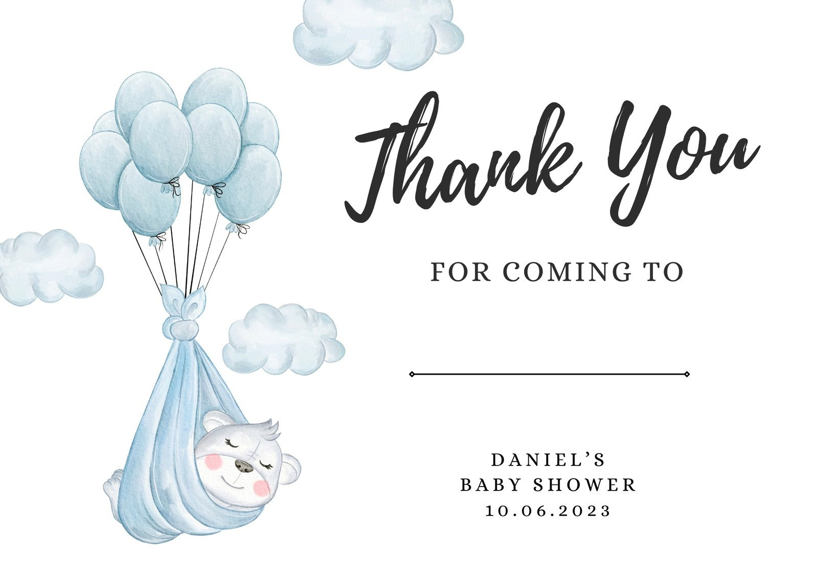 Free Printable Baby Shower Thank You Card Templates | Canva intended for Free Printable Event Thank You Cards
