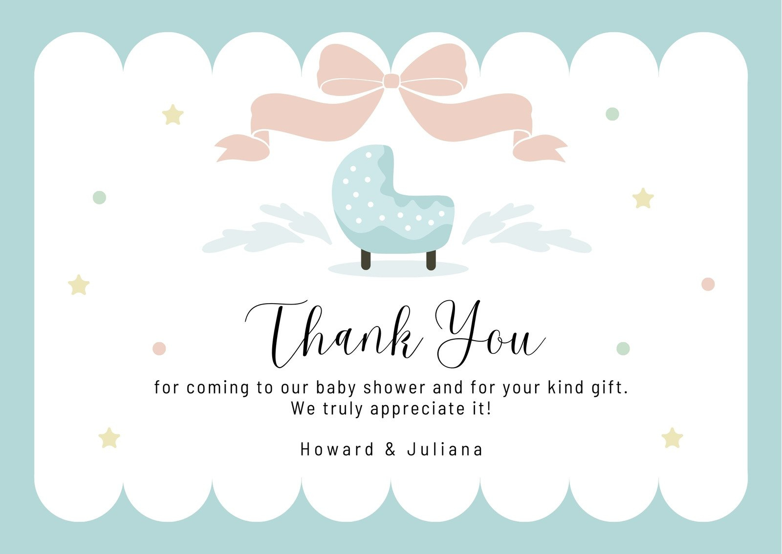Free Printable Baby Shower Thank You Card Templates | Canva with Baby Shower Thank You Cards Printable