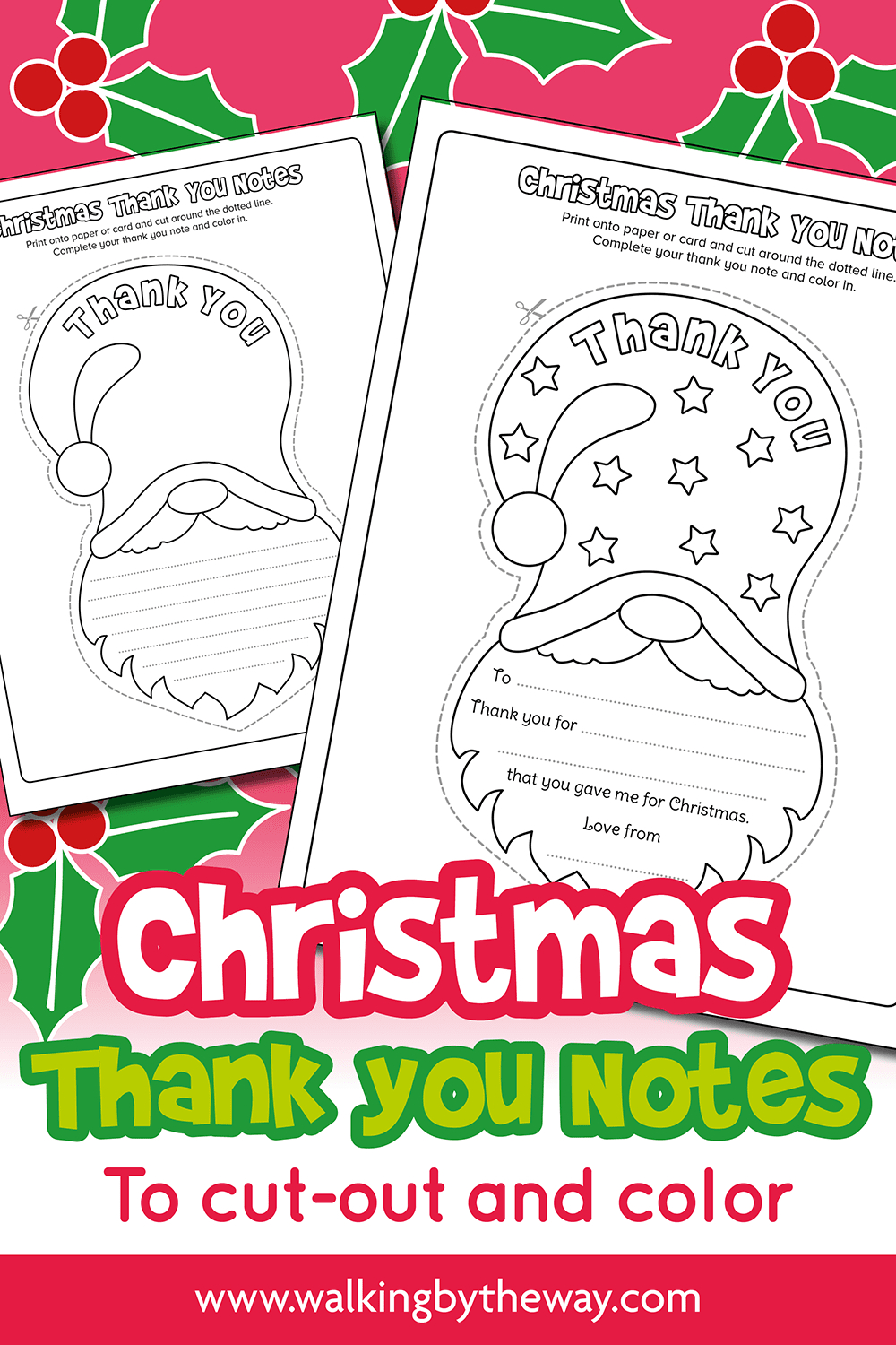 Free Printable Christmas Thank You Notes For Kids - Walkingthe Way pertaining to Free Christmas Thank You Cards Printable