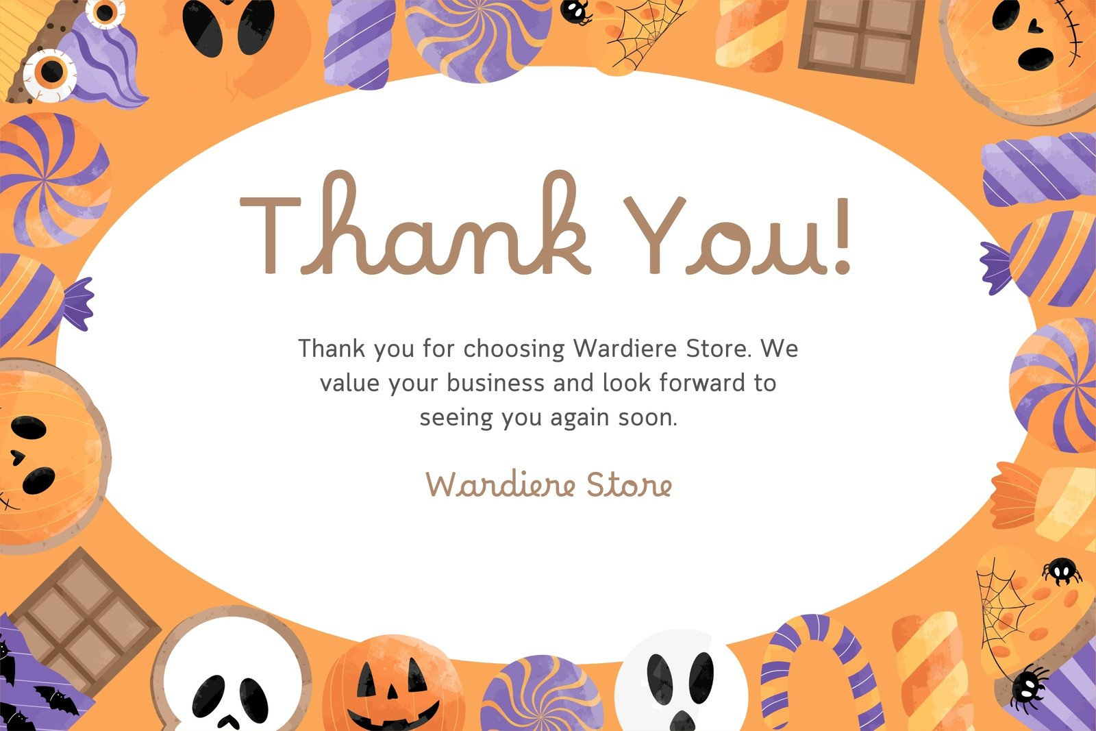 Free Printable Editable Halloween Card Templates | Canva in Halloween Thank You Cards Printable