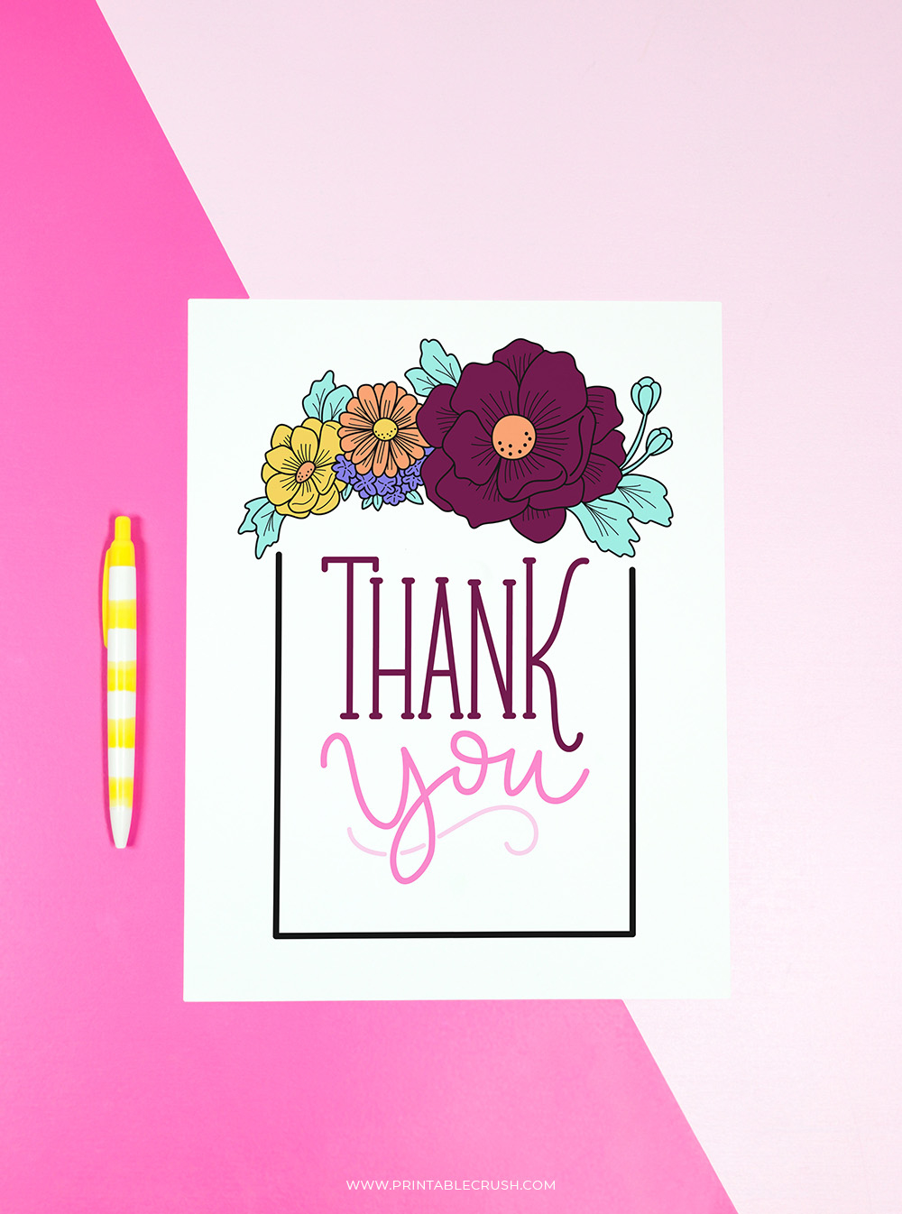 Free Printable Floral Thank You Cards regarding Flower Thank You Cards Printable