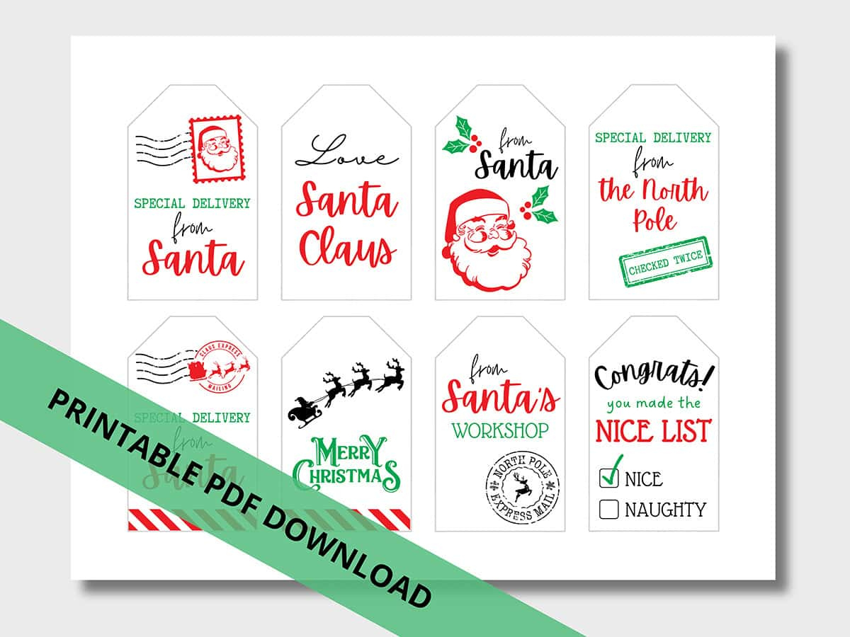 Free Printable &amp;quot;From Santa&amp;quot; Gift Tags For Christmas - Aubree Originals pertaining to Pdf Printable Christmas Tags