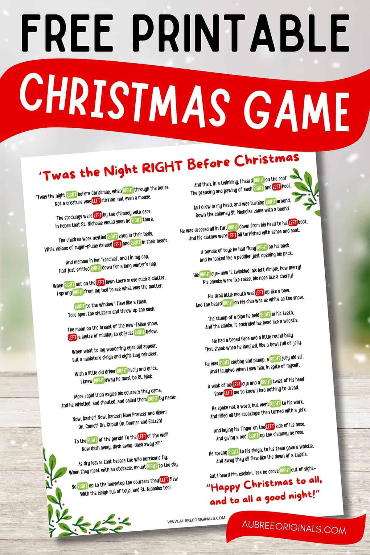 Free Printable Right Left Christmas Game Story - Aubree Originals within Left Right Elf Christmas Game Printable Free