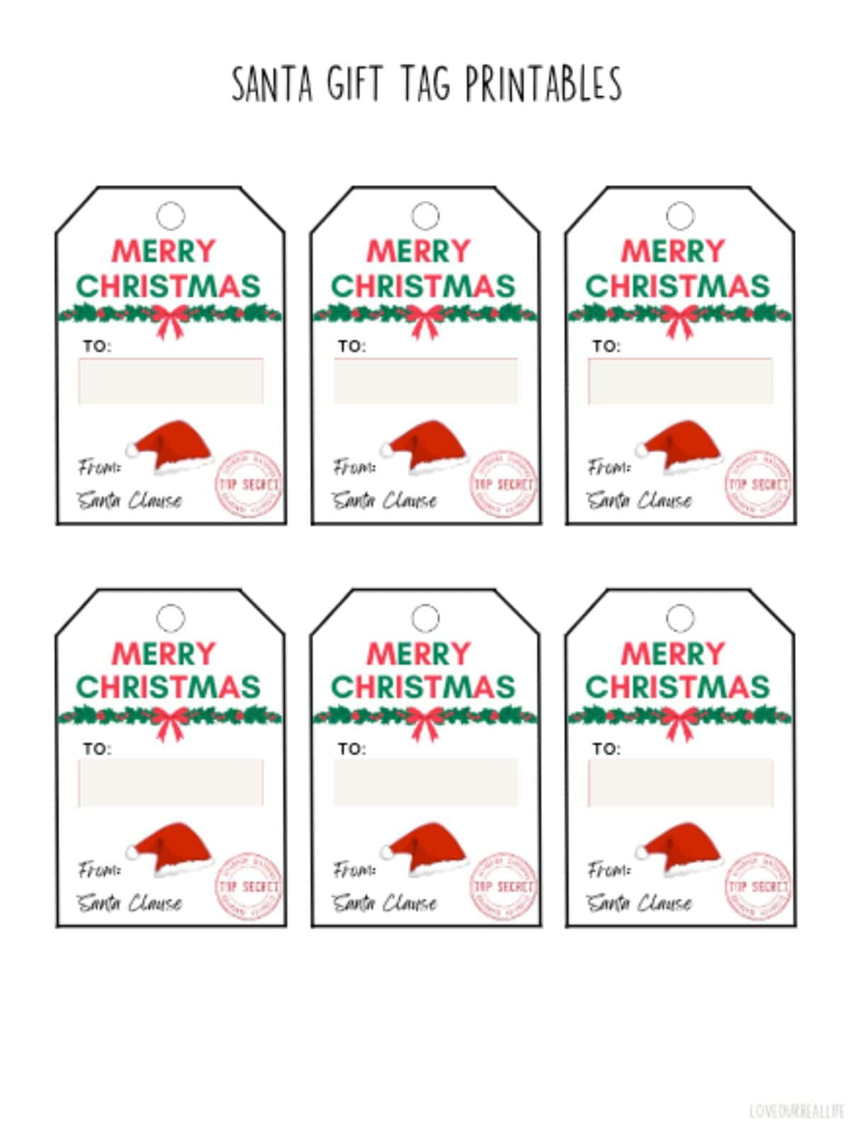 Free Printable Santa Gift Tags (Download Instantly To Print with Printable Christmas Tags From Santa