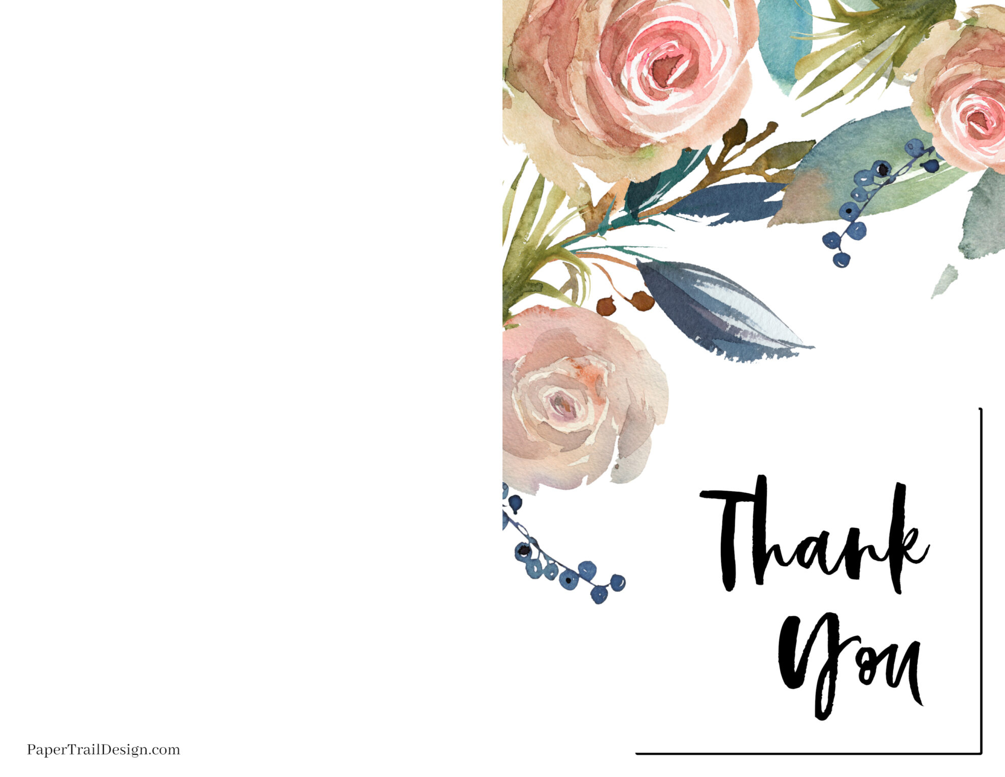 Free Printable Thank You Cards - Paper Trail Design throughout Folding Thank You Cards Printable