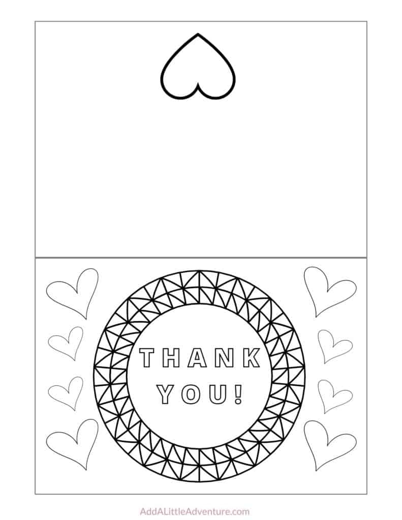 Free Printable Thank You Cards To Color - Add A Little Adventure intended for Color In Thank You Cards Printable
