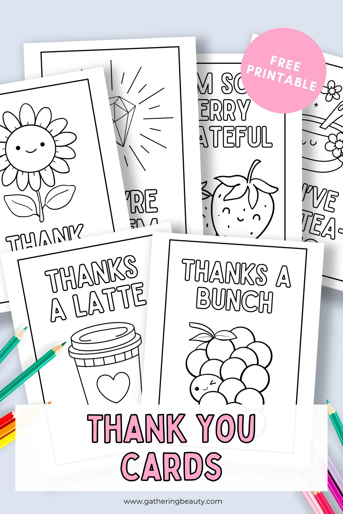 Free Printable Thank You Cards To Colour — Gathering Beauty for Free Printable Thank You Cards For Kids