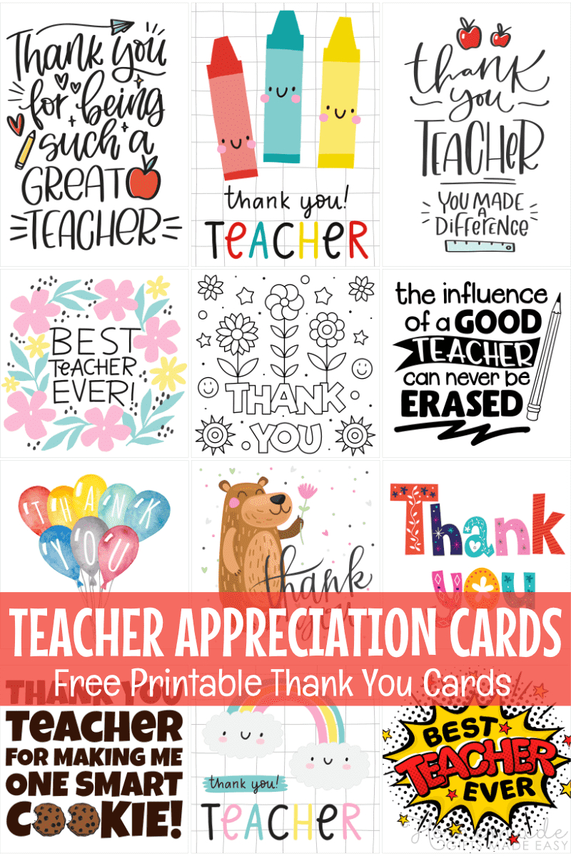 Free Teacher Appreciation Cards &amp;amp; Thank You Cards For Teachers 2025 throughout Printable Thank You Cards For Teachers
