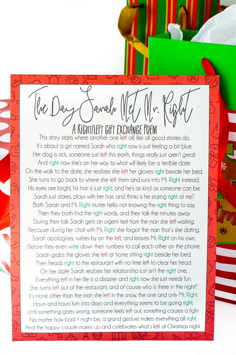 Fun Left Right Christmas Game (4 Printable Stories) - Play Party Plan with Christmas Left Right Game Poem Printable