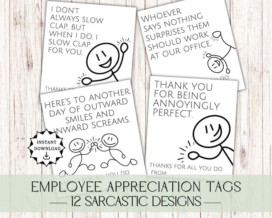 Funny Employee Appreciation Day, Funny Employee Appreciation Cards in Employee Thank You Cards Printable