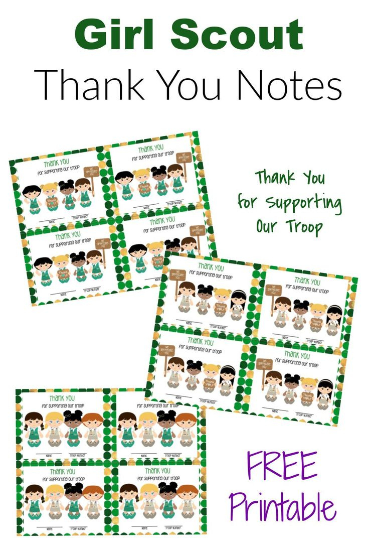 Girl Scout Thank You Notes pertaining to Girl Scout Thank You Cards Free Printable