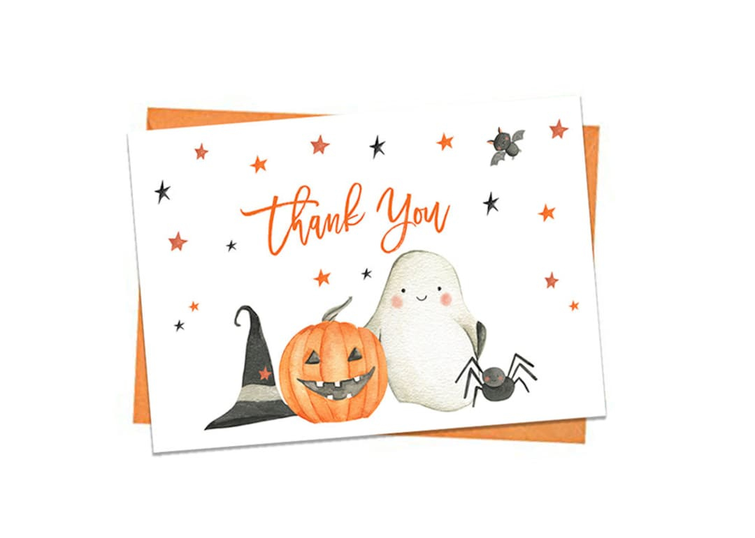 Halloween Thank You Card, Printable Thank You Notes, A Little Boo inside Halloween Thank You Cards Printable