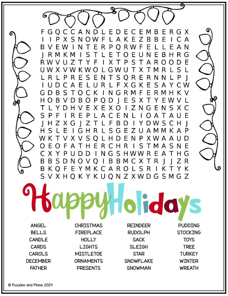 Happy Holiday Hard Word Search - Puzzlesandplans regarding Holiday Word Search Printable Free For Adults