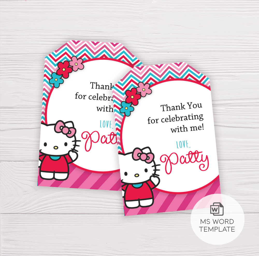 Hello Kitty Thank You Card Template - Dgtally throughout Hello Kitty Thank You Cards Printable Free