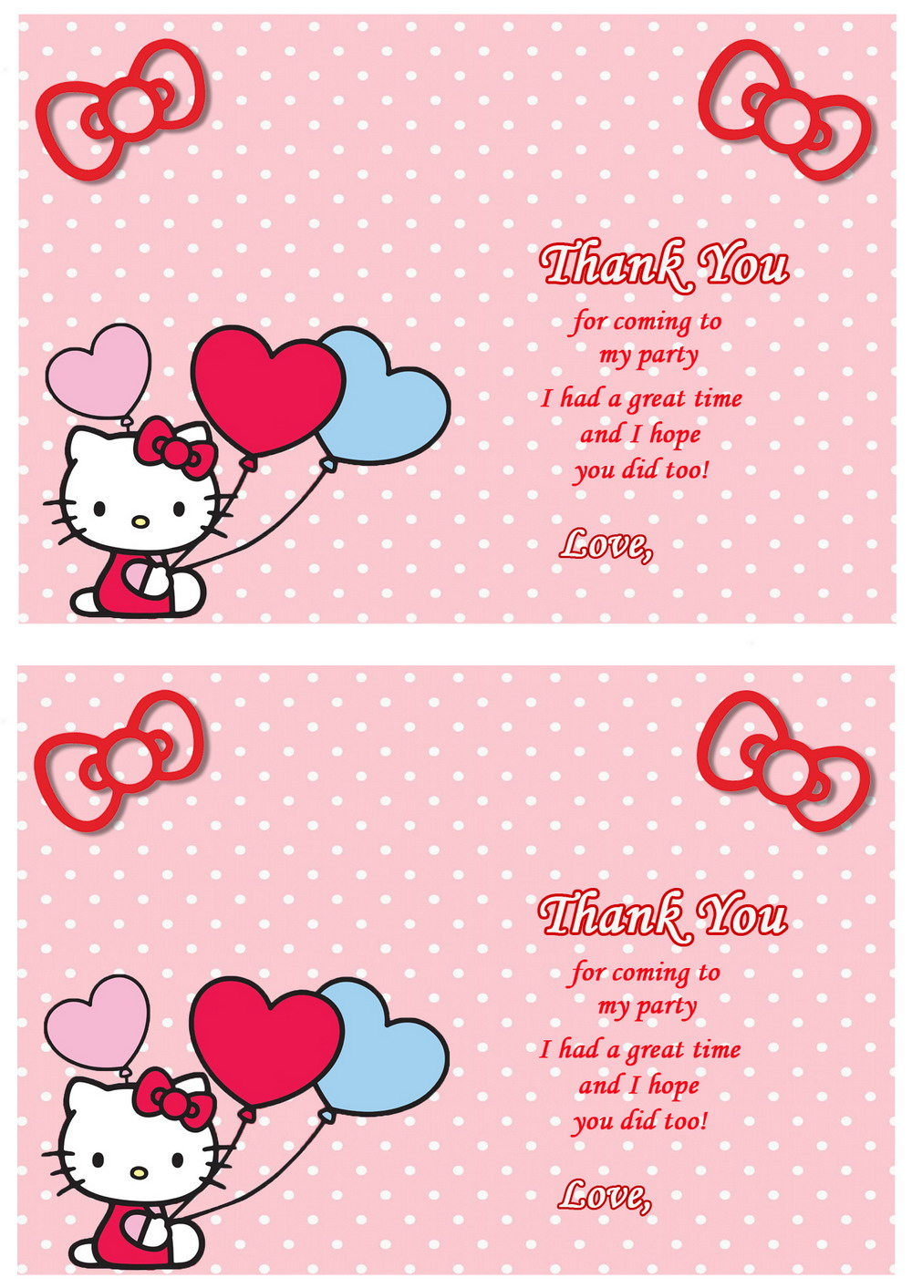 Hello Kitty Thank You Cards - Birthday Printable - Worksheets Library inside Hello Kitty Thank You Cards Printable Free