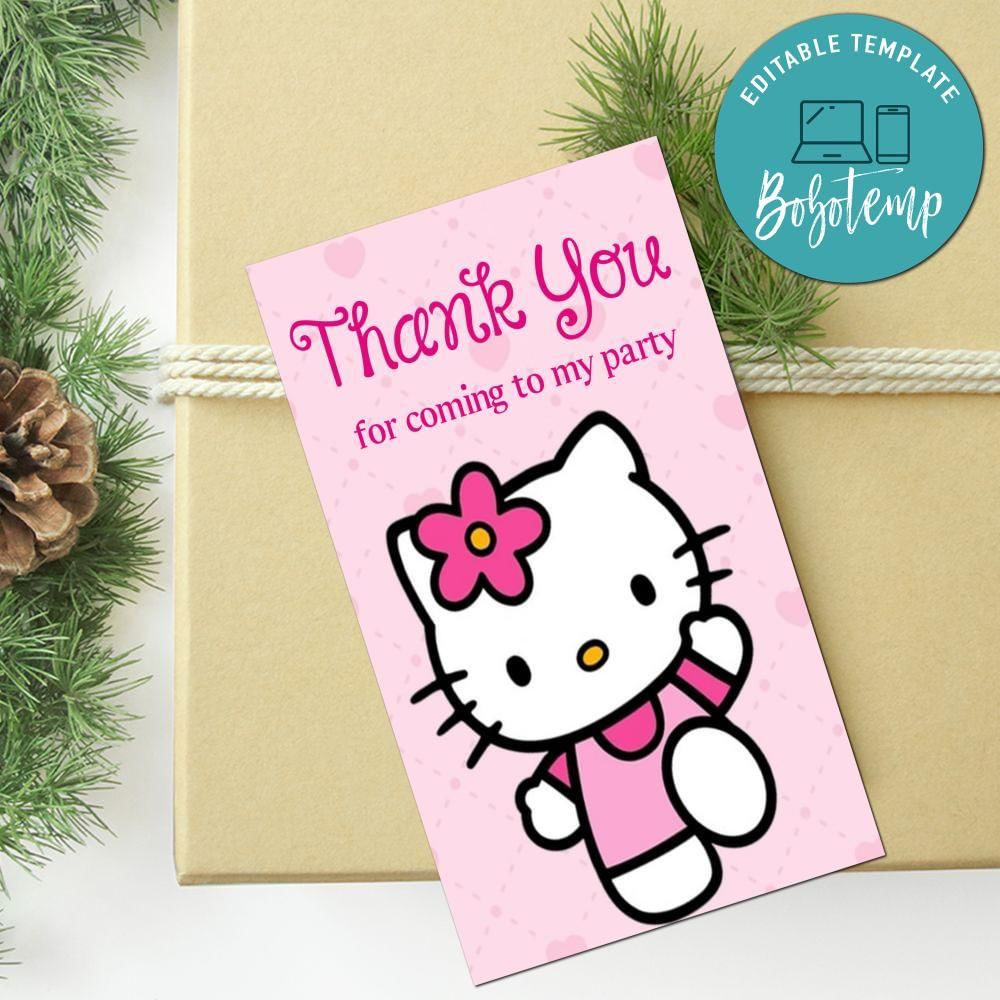 Hello Kitty Thank You Tag Customizable Template | Bobotemp throughout Hello Kitty Thank You Cards Printable Free