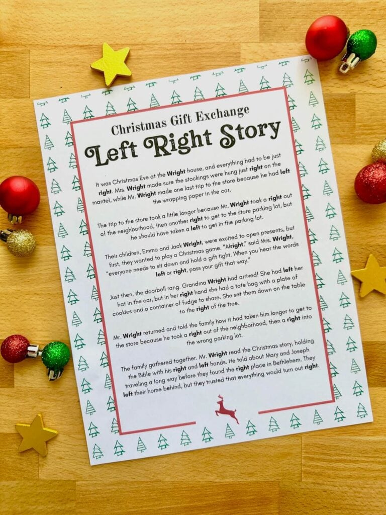 Left Right Christmas Game - Free Printable Gift Exchange Idea in Short Left Right Christmas Game Printable